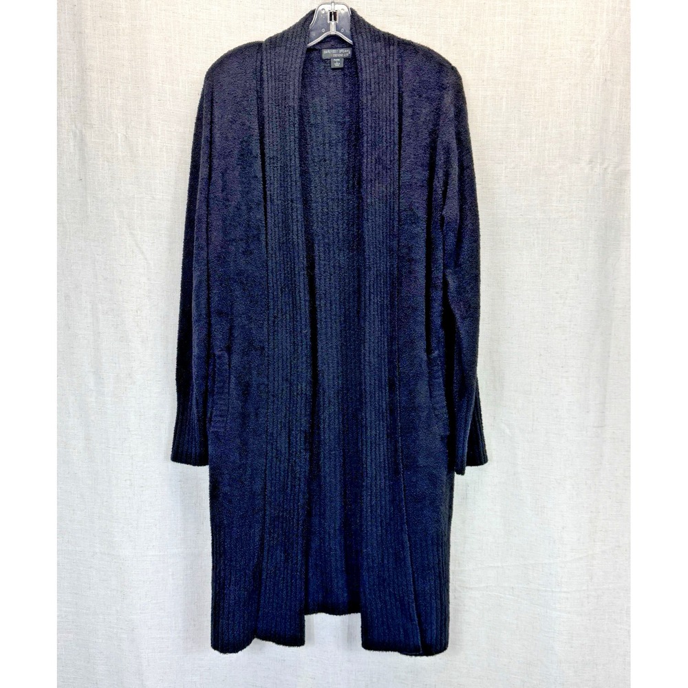 Barefoot Dreams Duster Cardigan Women Petite L Black CozyChic Lite Longline Soft